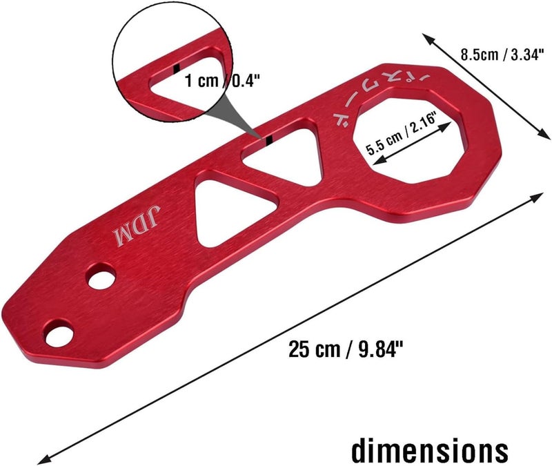 EIOUMAX Rear Tow Towing Hook for Universal Car Auto Trailer Ring Aluminum Racing Trailer Hook Red - Image 5